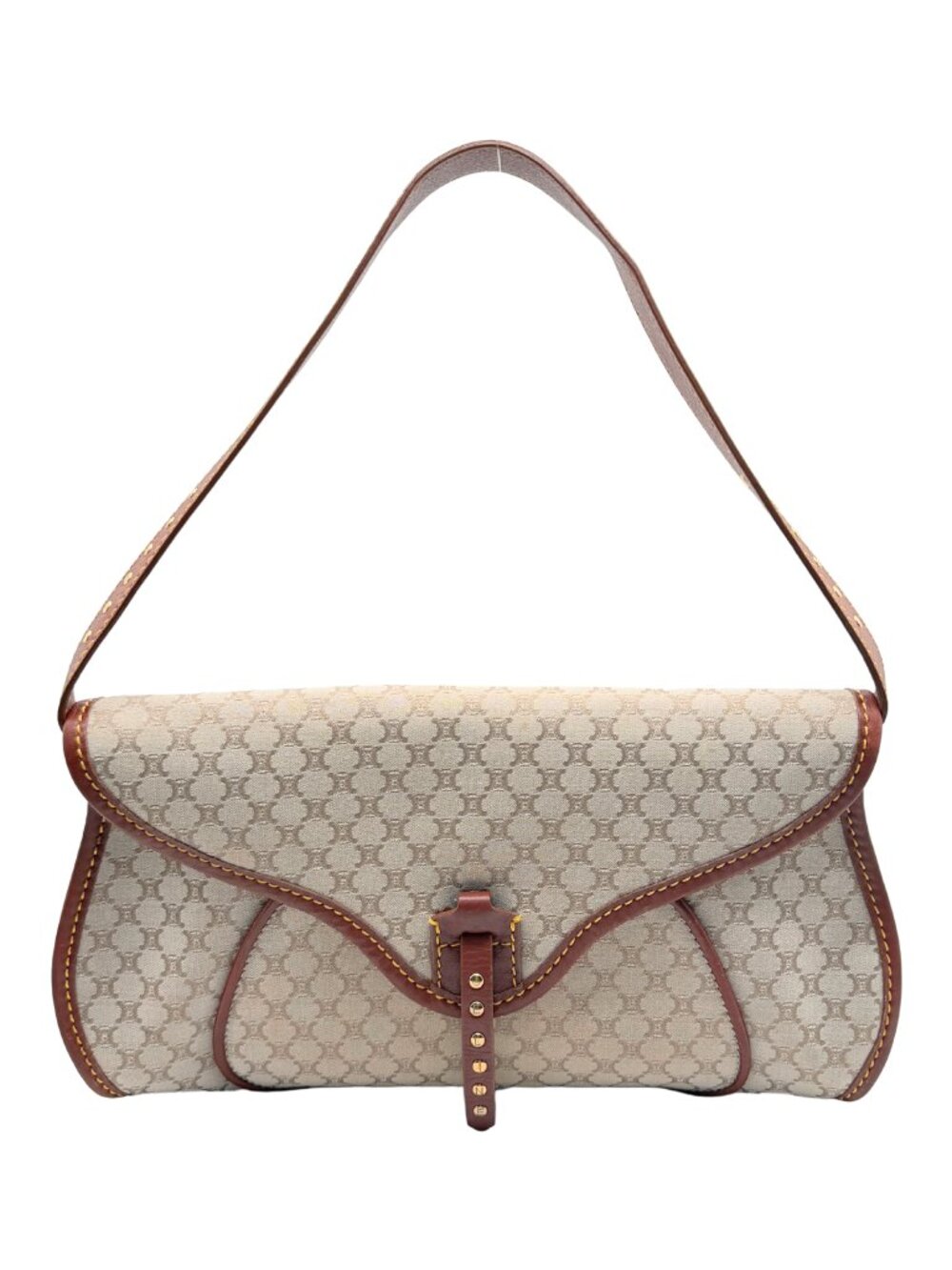 Vintage CELINE Cream/Tan Triomphe Shoulder Bag
